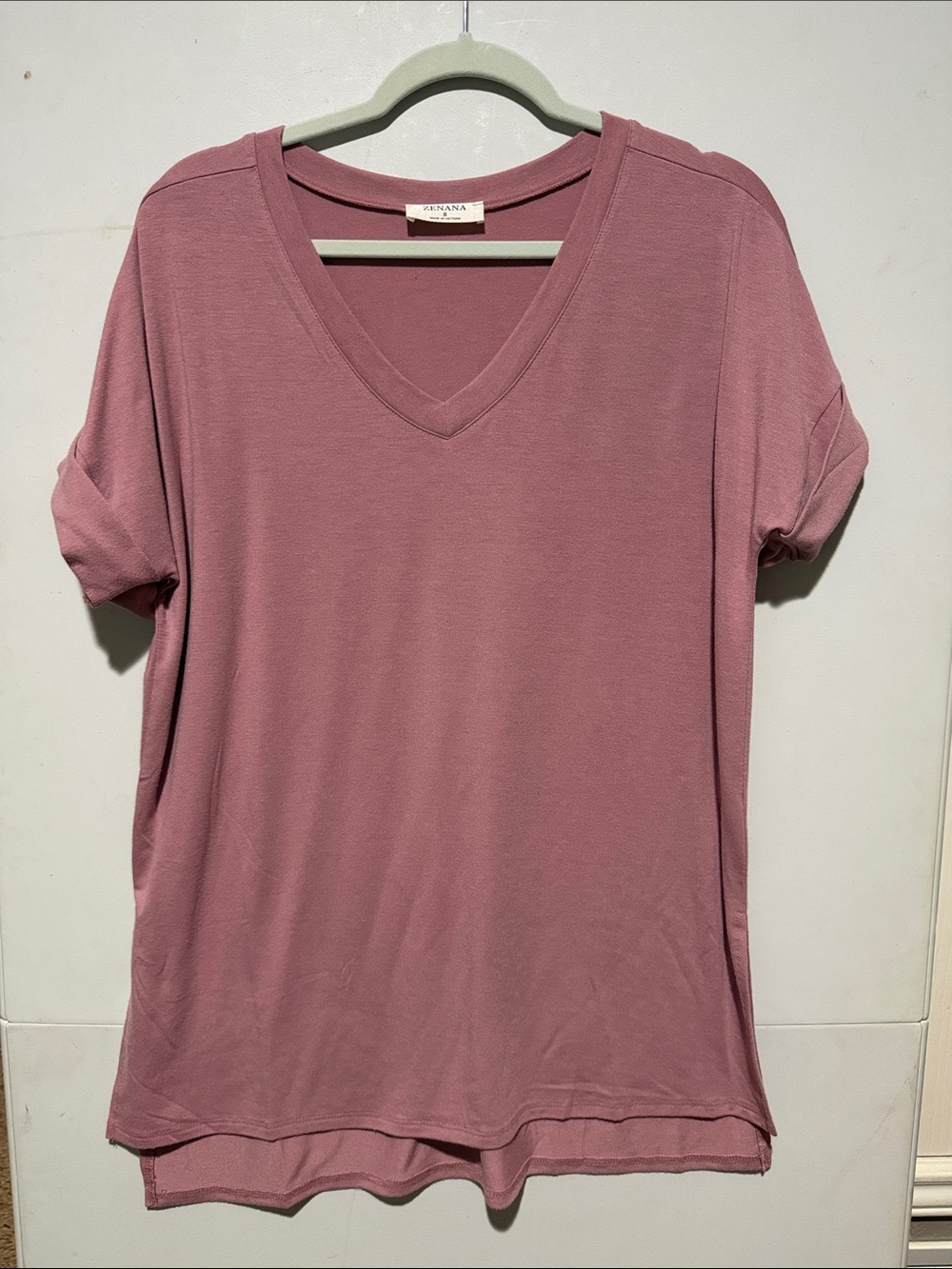 Zenana Outfitters Mauve V-Neck Short Sleeve Tunic